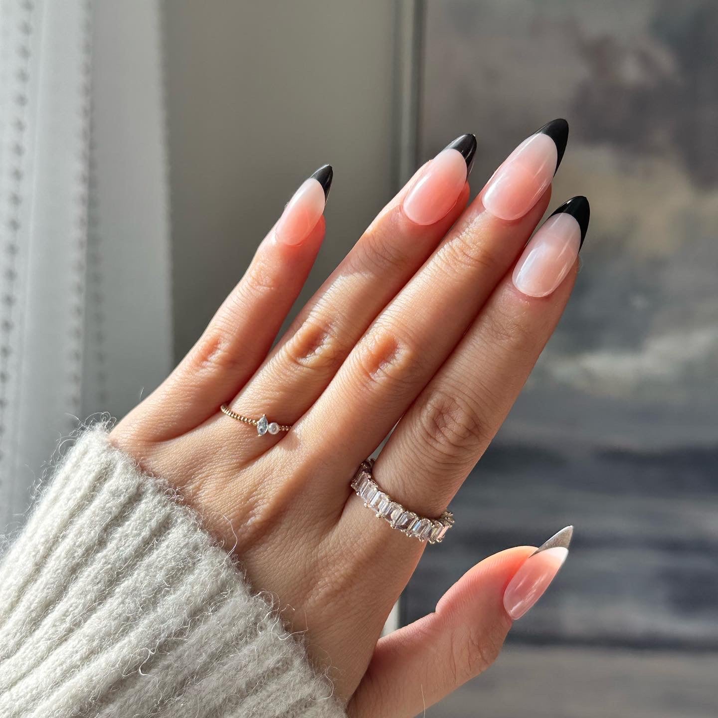 Black French tip nails