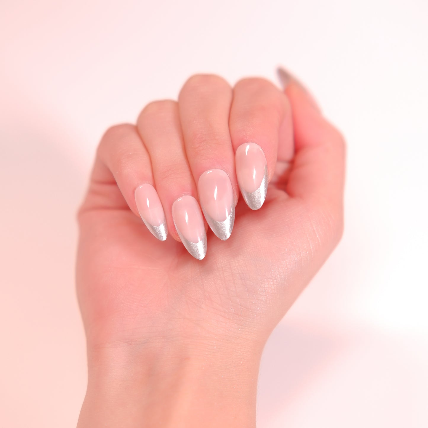 Silver French tip nails